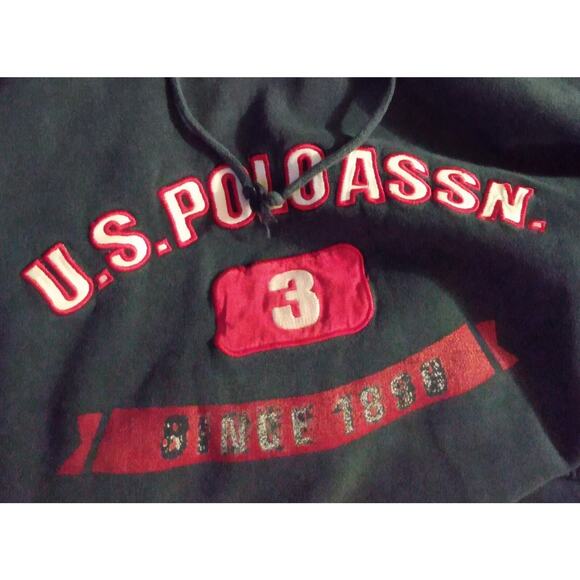 US Polo Assn. Hoodie Mens 2XL Blue Hooded Sweatshirt Cotton Hood Spell Out - Picture 4 of 14